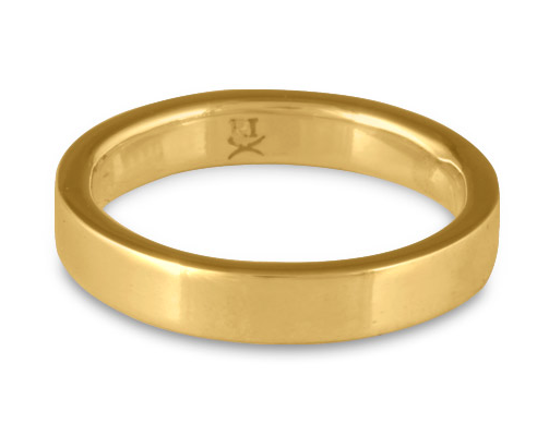 This men's comfort fit wedding band is entirely handmade using Fairtrade Gold.